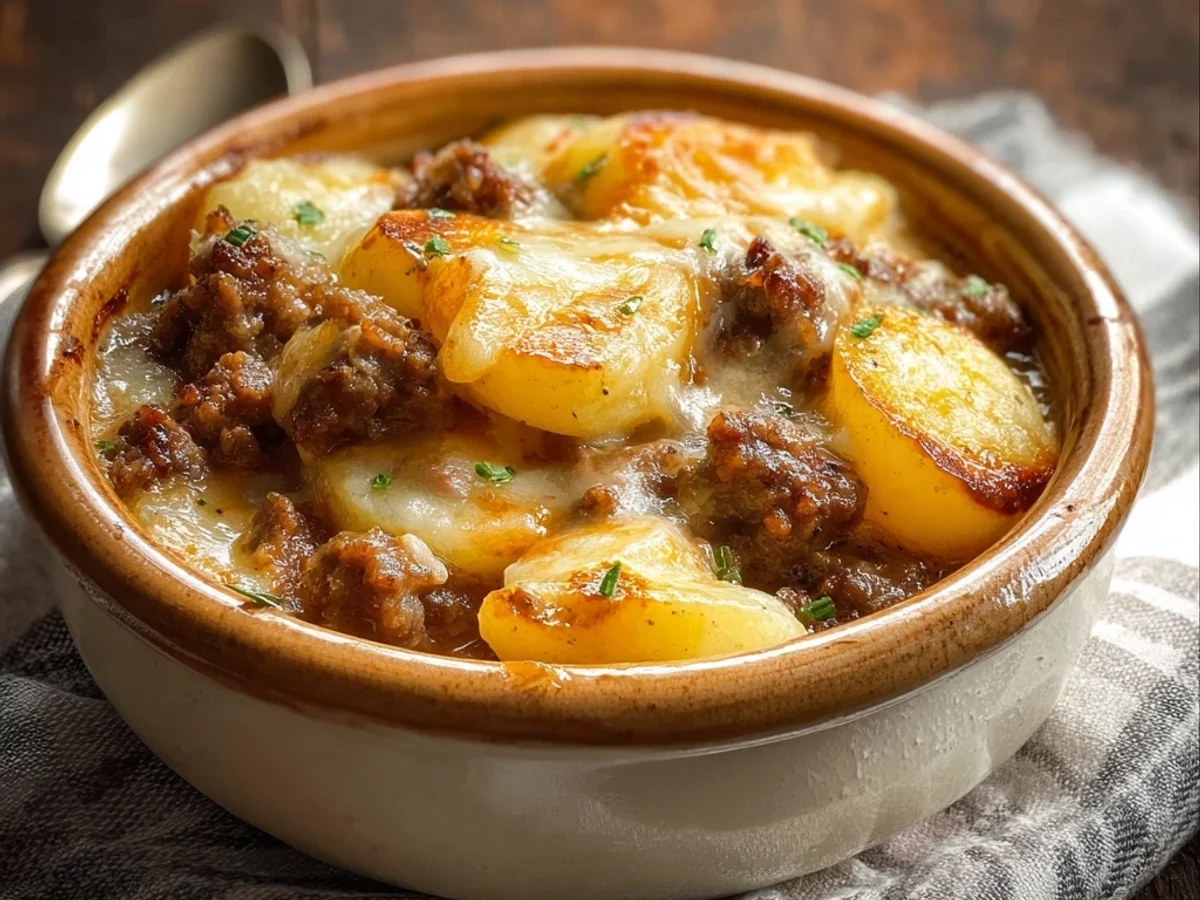 Hearty Crockpot Hamburger Potato Casserole - Featured Image