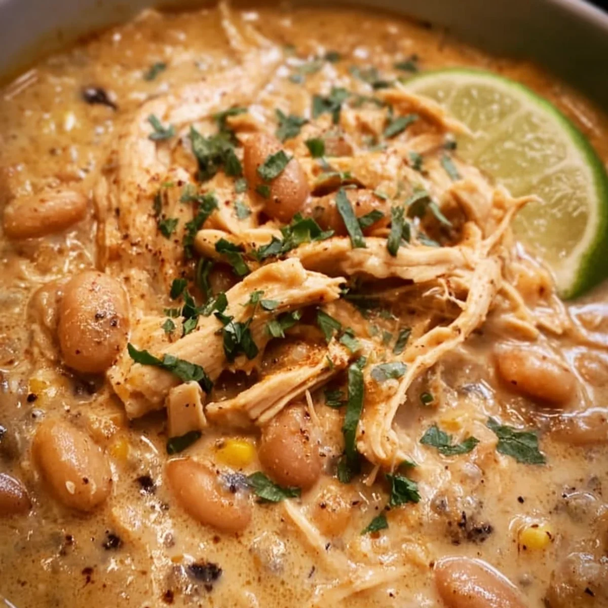 Hearty Crockpot White Chicken Chili with Cream Cheese