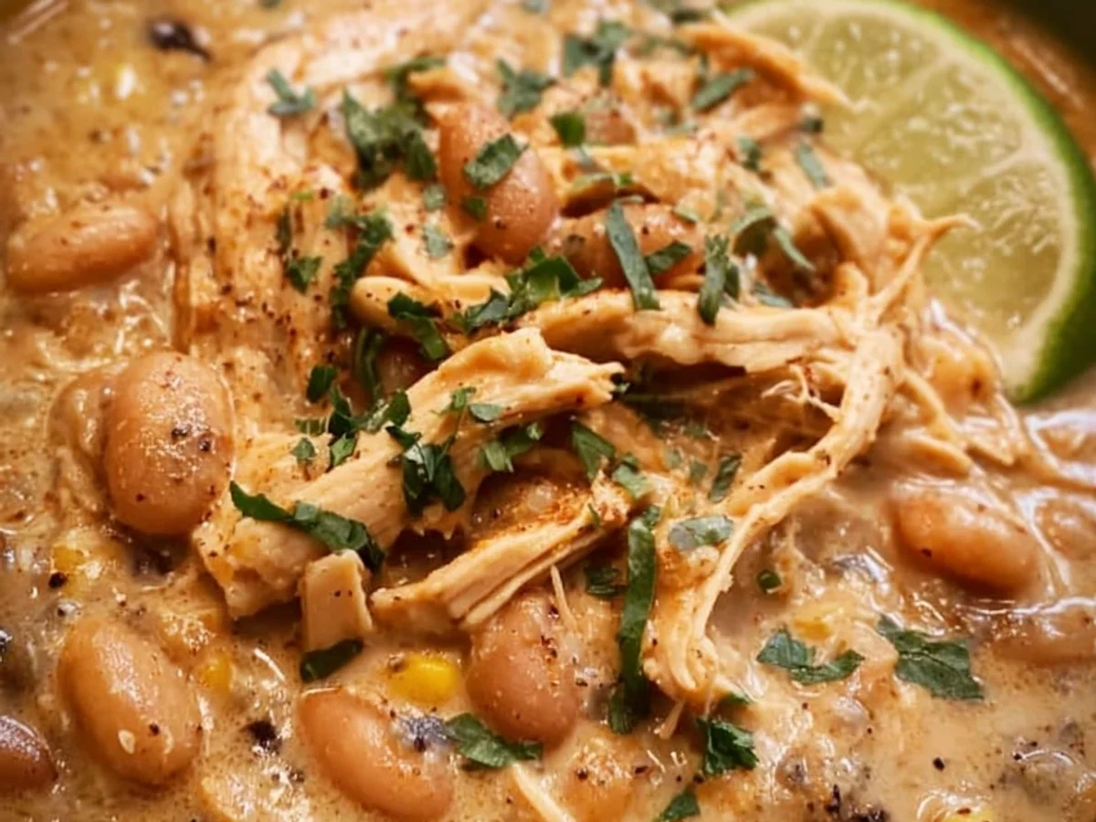 Hearty Crockpot White Chicken Chili with Cream Cheese - Featured Image
