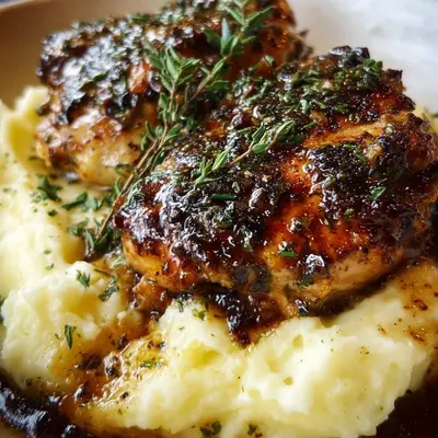Hearty Glazed Garlic Herb Chicken & Creamy Mash