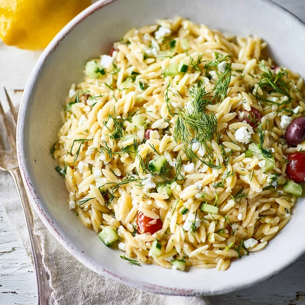 Hearty Greek Orzo Pasta: Zesty Lemon & Feta