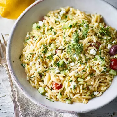 Hearty Greek Orzo Pasta: Zesty Lemon & Feta