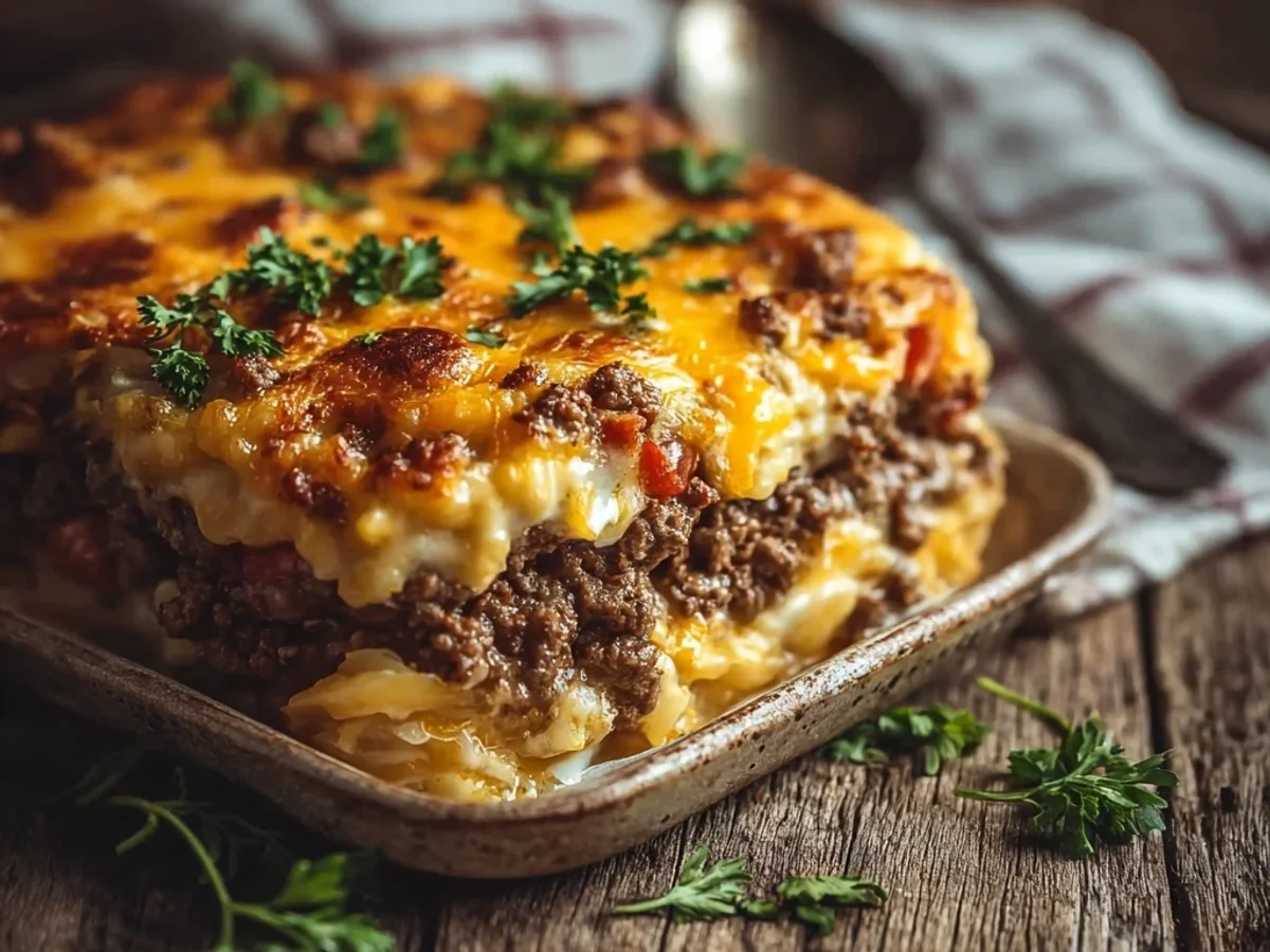 Hearty Hamburger Supreme Casserole Bake - Featured Image