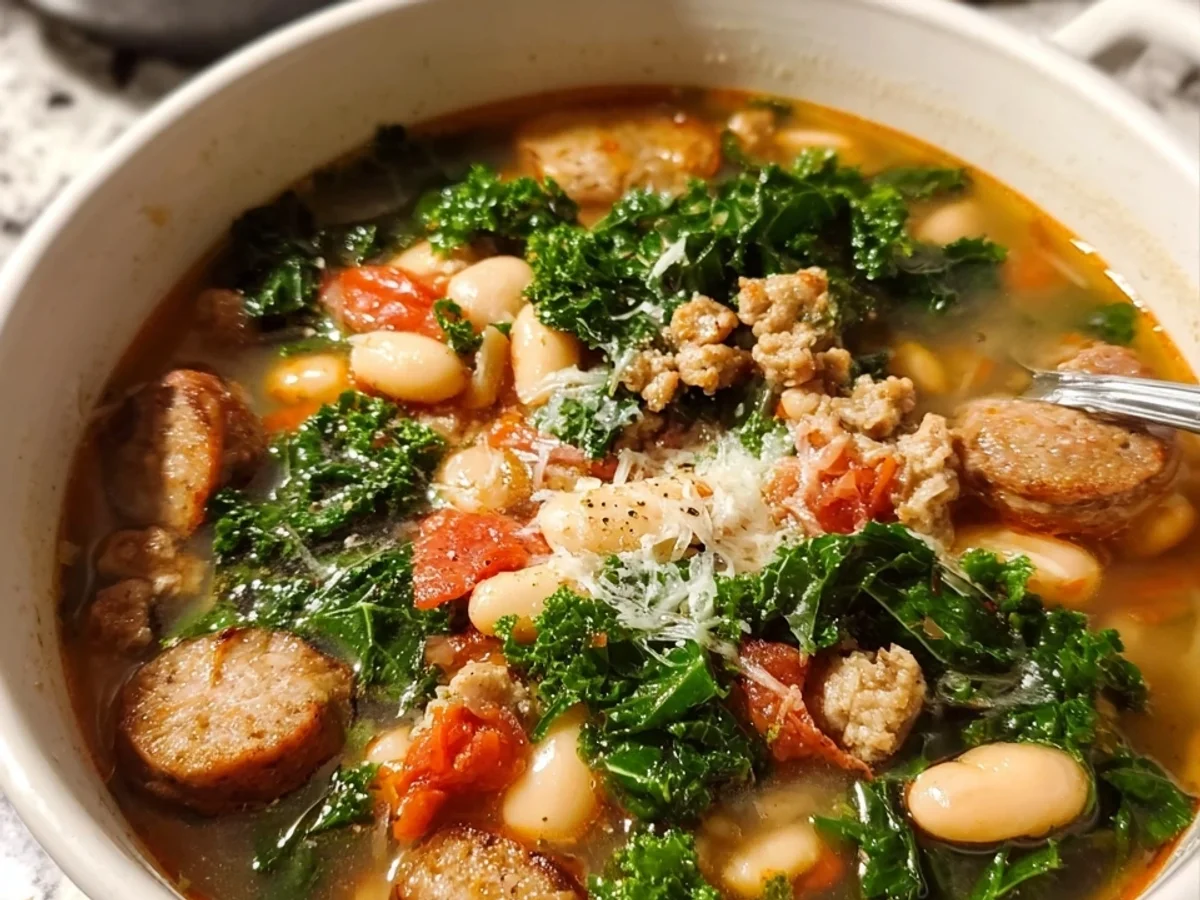 Hearty Kale, Turkey Sausage & White Bean Soup - Featured Image