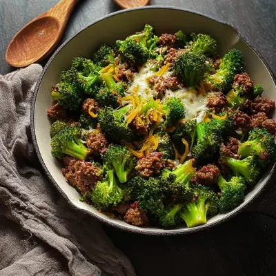 Hearty Keto Hamburger Broccoli Skillet Dinner