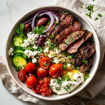 Hearty Mediterranean Steak Bowl: Healthy & Flavorful