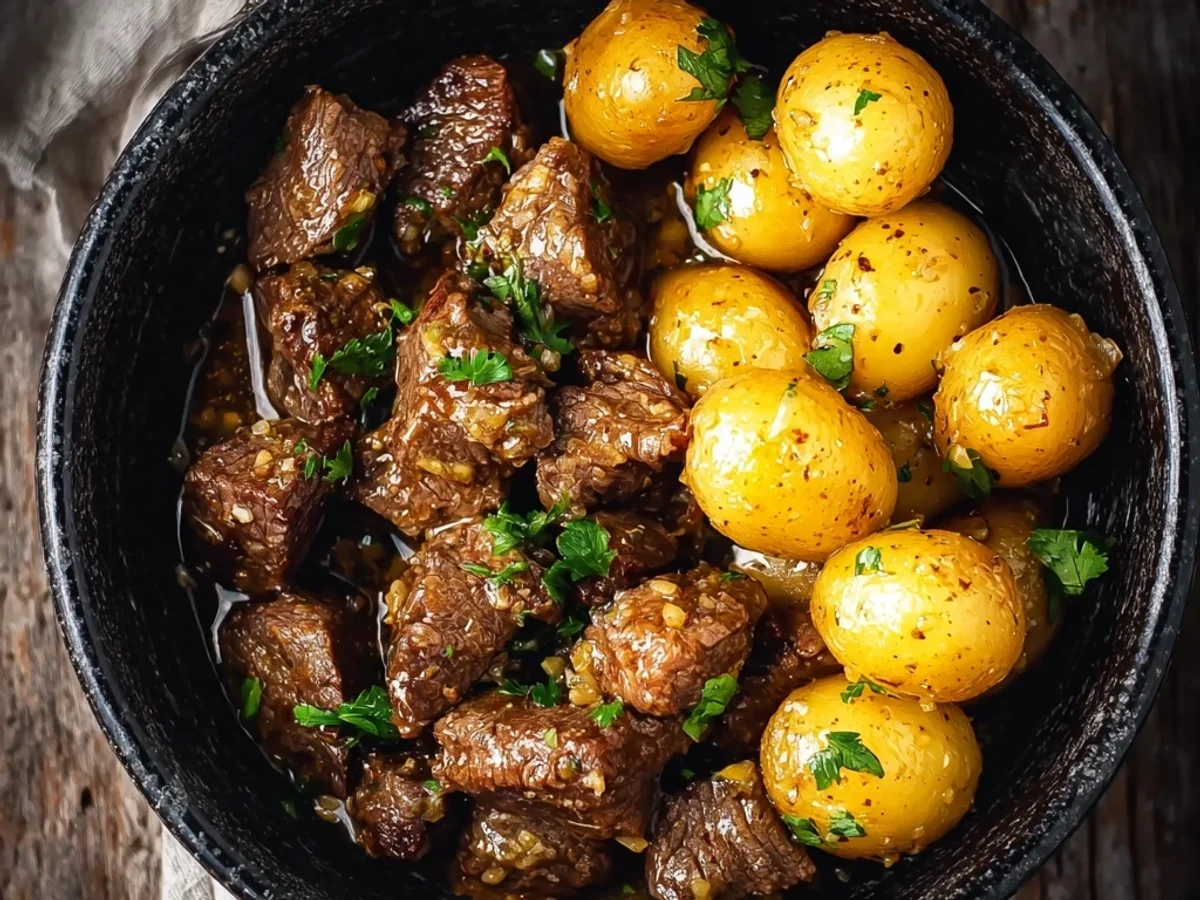 Hearty Slow Cooker Garlic Butter Beef & Potatoes - Featured Image