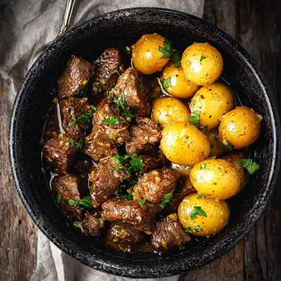 Hearty Slow Cooker Garlic Butter Beef & Potatoes