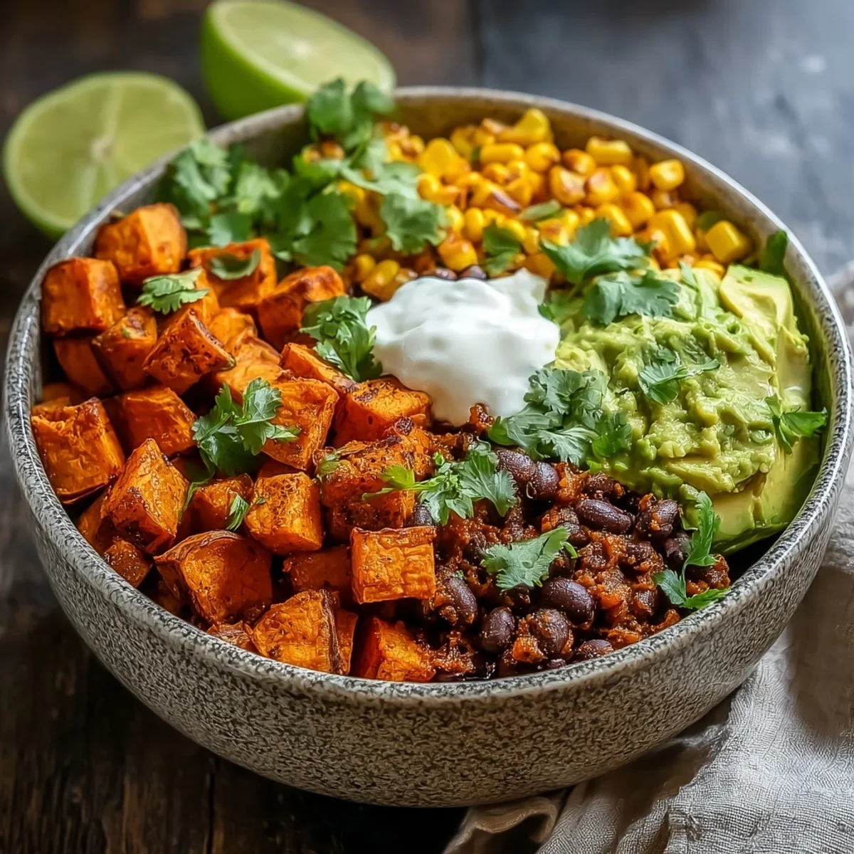 Hearty Sweet Potato Taco Bowl with Zesty Crema