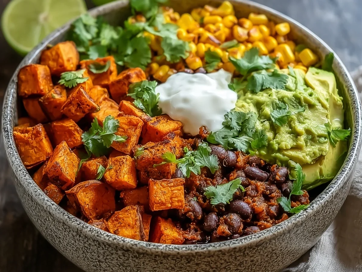 Hearty Sweet Potato Taco Bowl with Zesty Crema - Featured Image