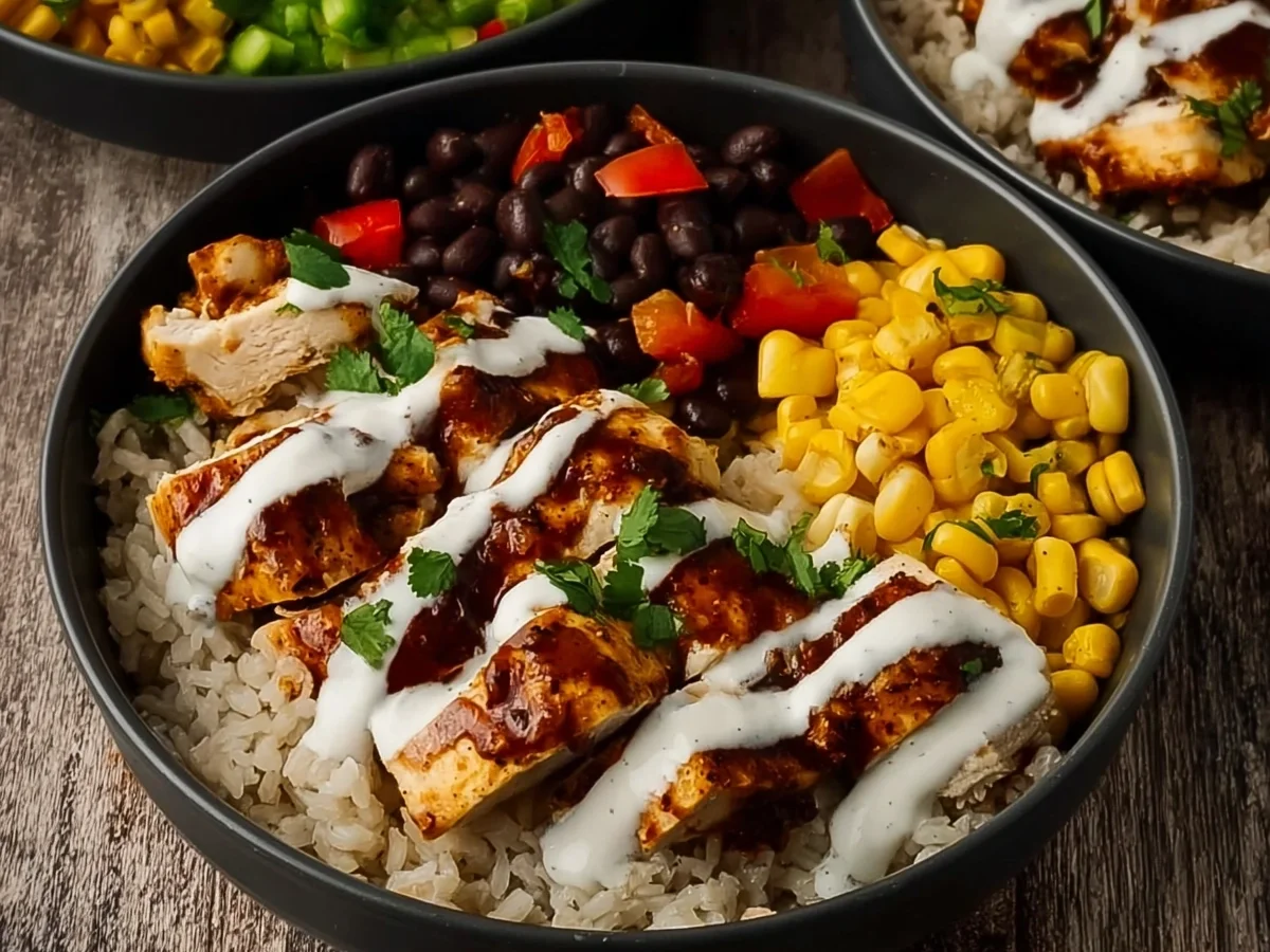 High Protein BBQ Ranch Chicken Meal Prep Bowl - Featured Image