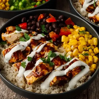 High Protein BBQ Ranch Chicken Meal Prep Bowl