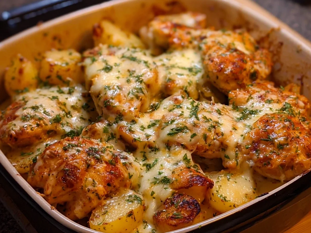 High-Protein Creamy Garlic Chicken & Cheesy Potatoes - Featured Image