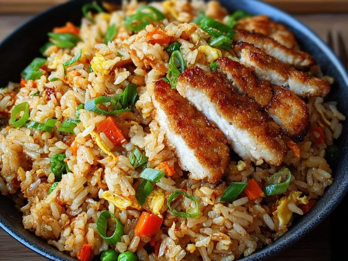High Protein Crispy Garlic Chicken Fried Rice - Featured Image
