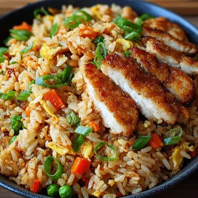 High Protein Crispy Garlic Chicken Fried Rice