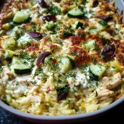 High Protein Dump & Bake Chicken Tzatziki Casserole
