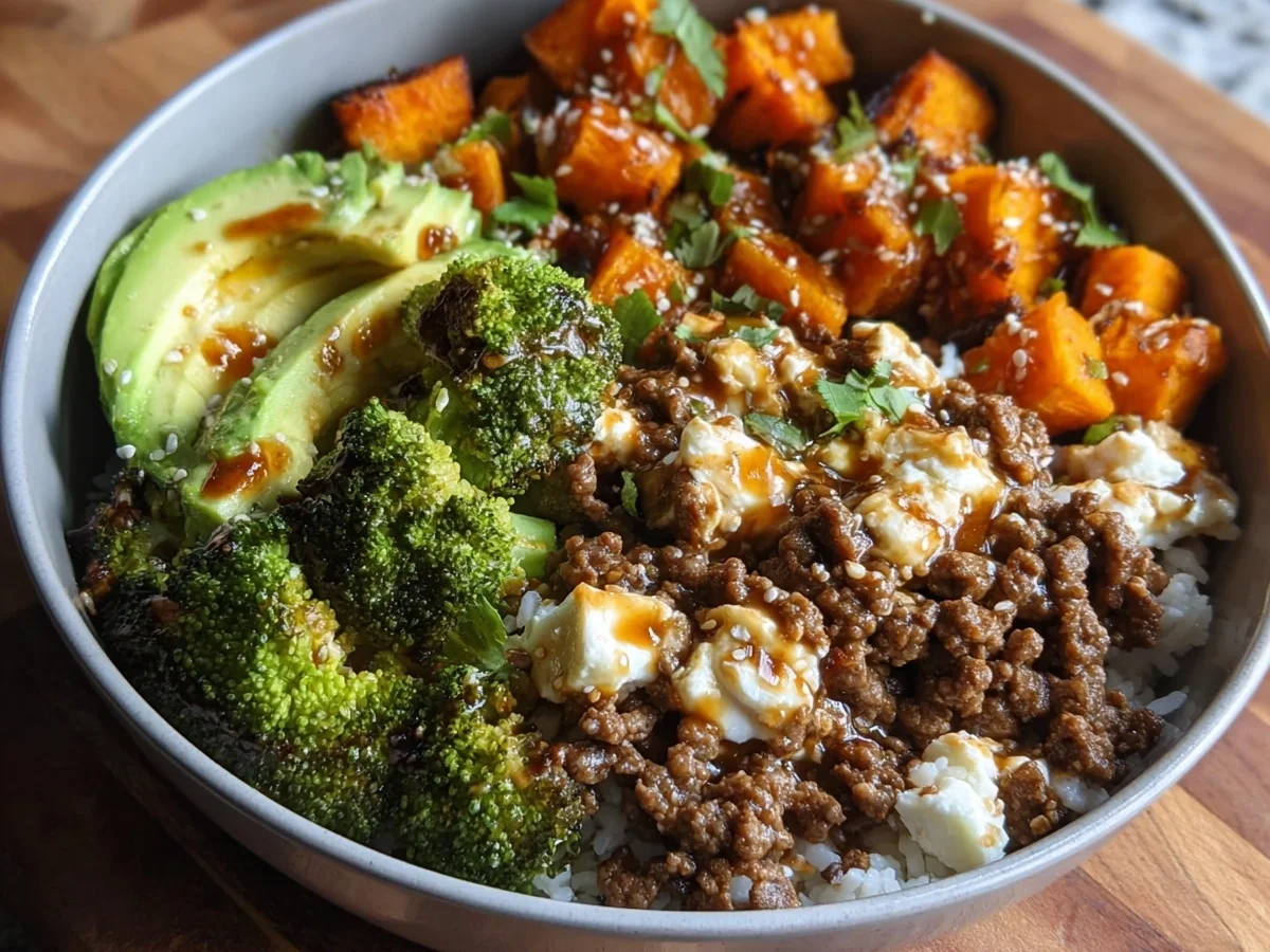 High Protein Ground Beef Hot Honey Bowl Meal Prep - Featured Image