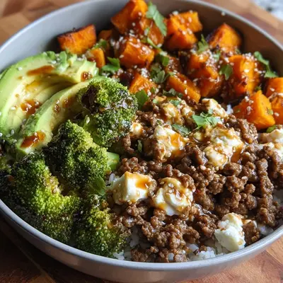 High Protein Ground Beef Hot Honey Bowl Meal Prep