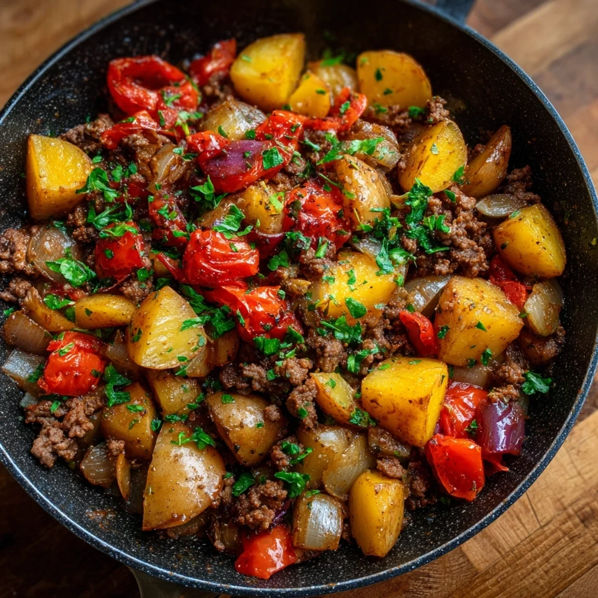 High Protein Ground Beef & Potatoes Skillet