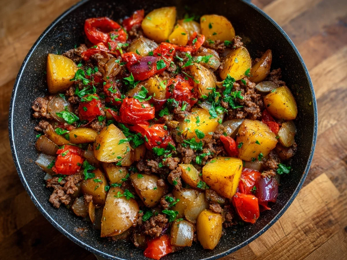 High Protein Ground Beef & Potatoes Skillet - Featured Image