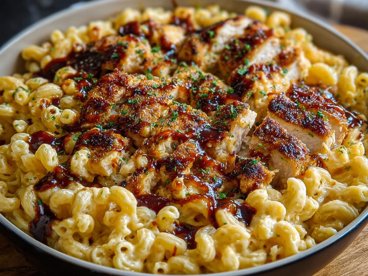 High Protein Honey BBQ Chicken Mac and Cheese - Featured Image
