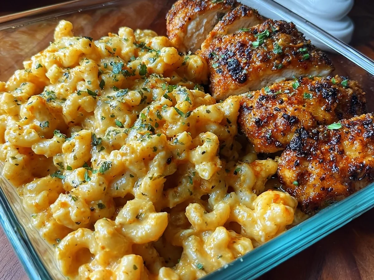 High Protein Honey Garlic Butter Chicken & Mac & Cheese - Featured Image