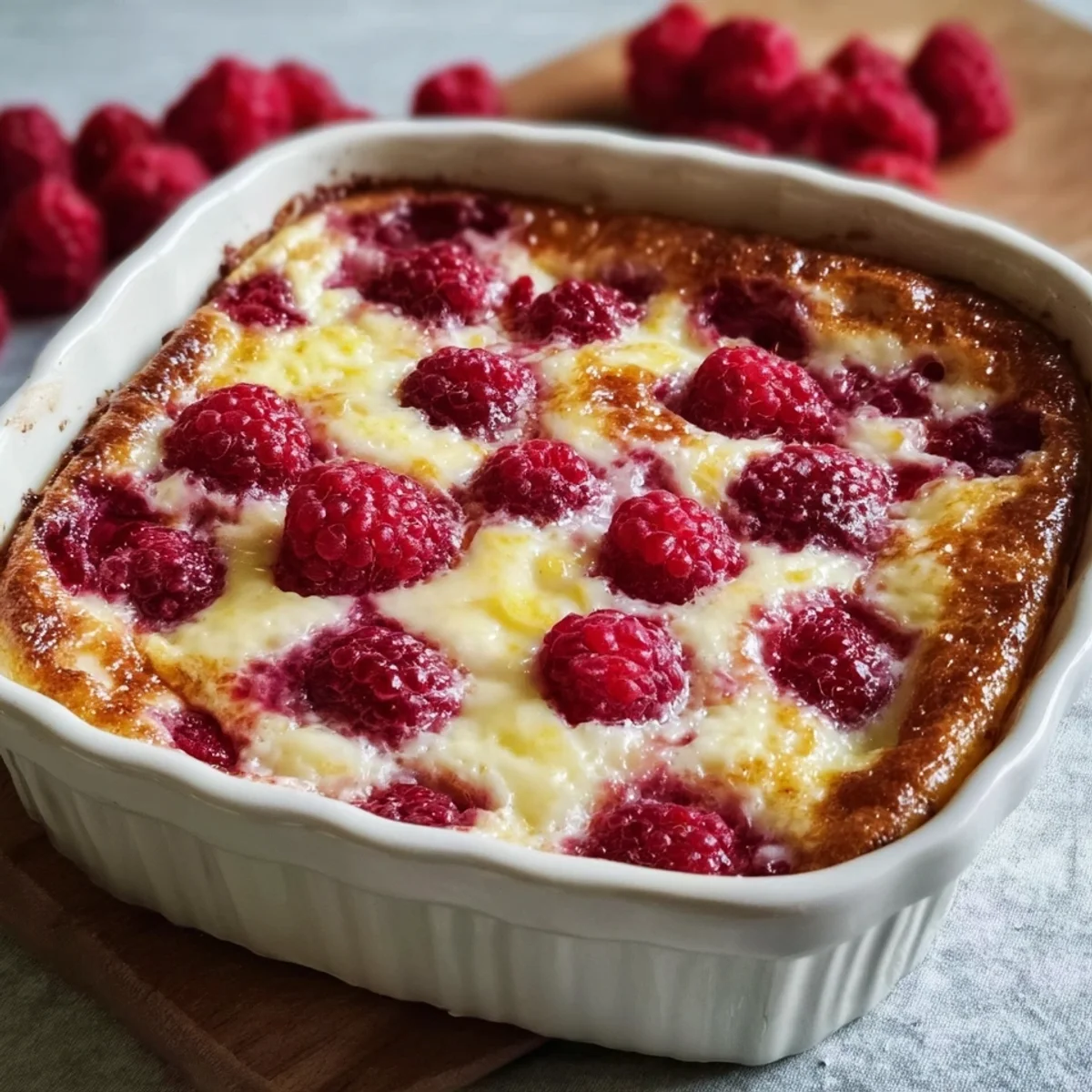 High Protein Lemon Raspberry Cottage Cheese Bake