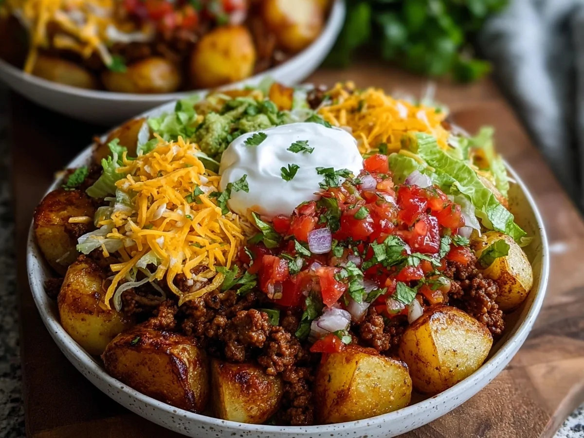 High-Protein Loaded Potato Taco Bowl Meal Prep - Featured Image