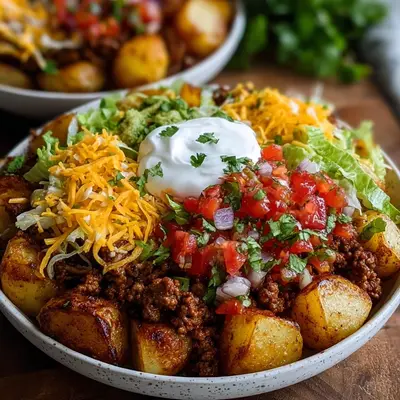 High-Protein Loaded Potato Taco Bowl Meal Prep