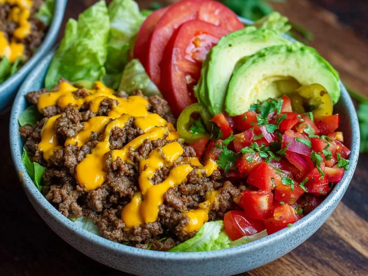 High-Protein Low-Carb Cheeseburger Bowls for Meal Prep - Featured Image