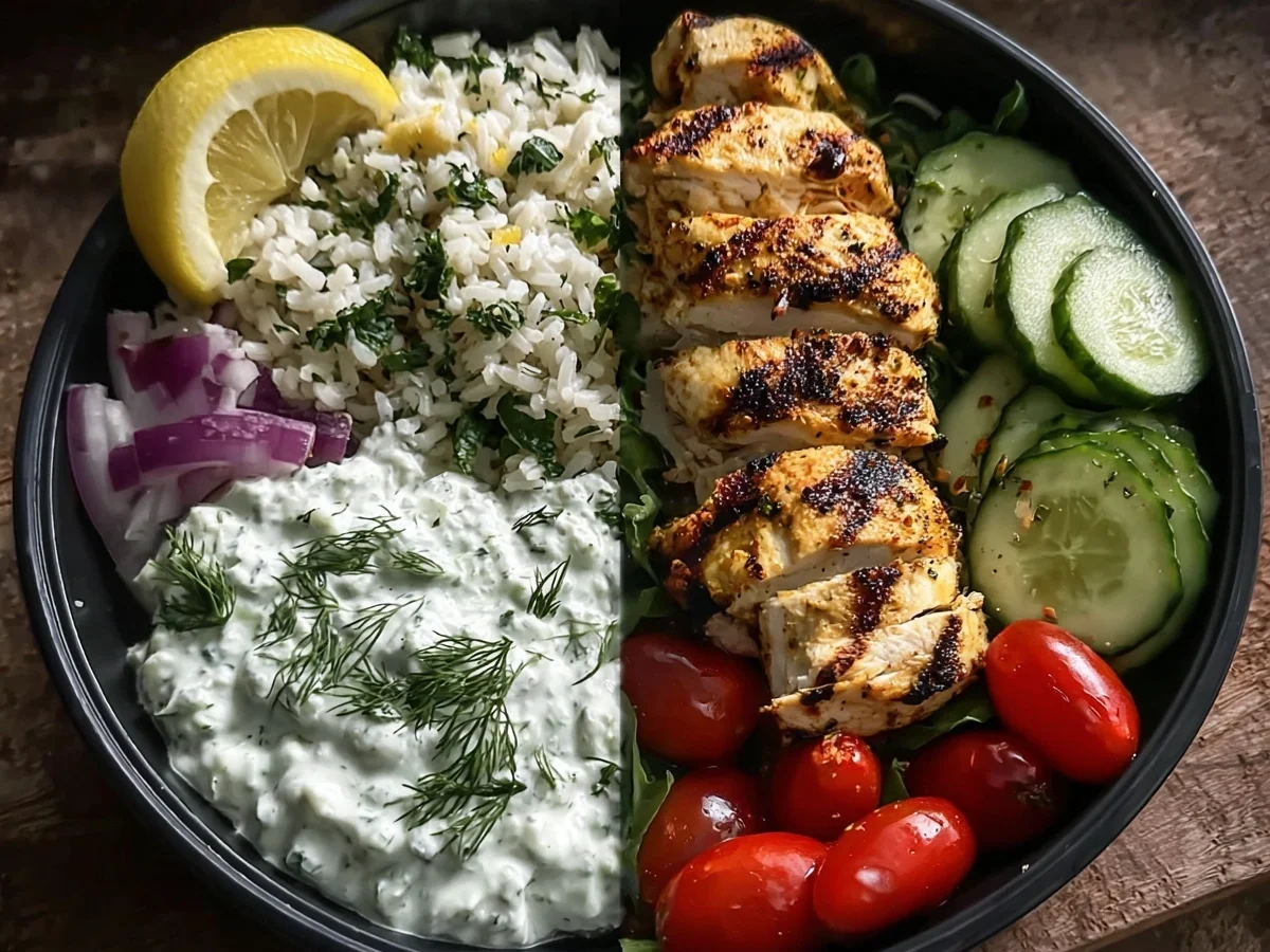 High Protein Mediterranean Chicken Tzatziki Bowls - Featured Image