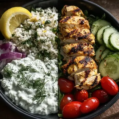High Protein Mediterranean Chicken Tzatziki Bowls
