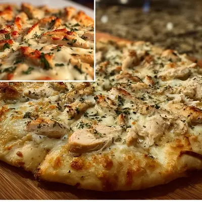 High Protein Roasted Garlic White Chicken Pizza