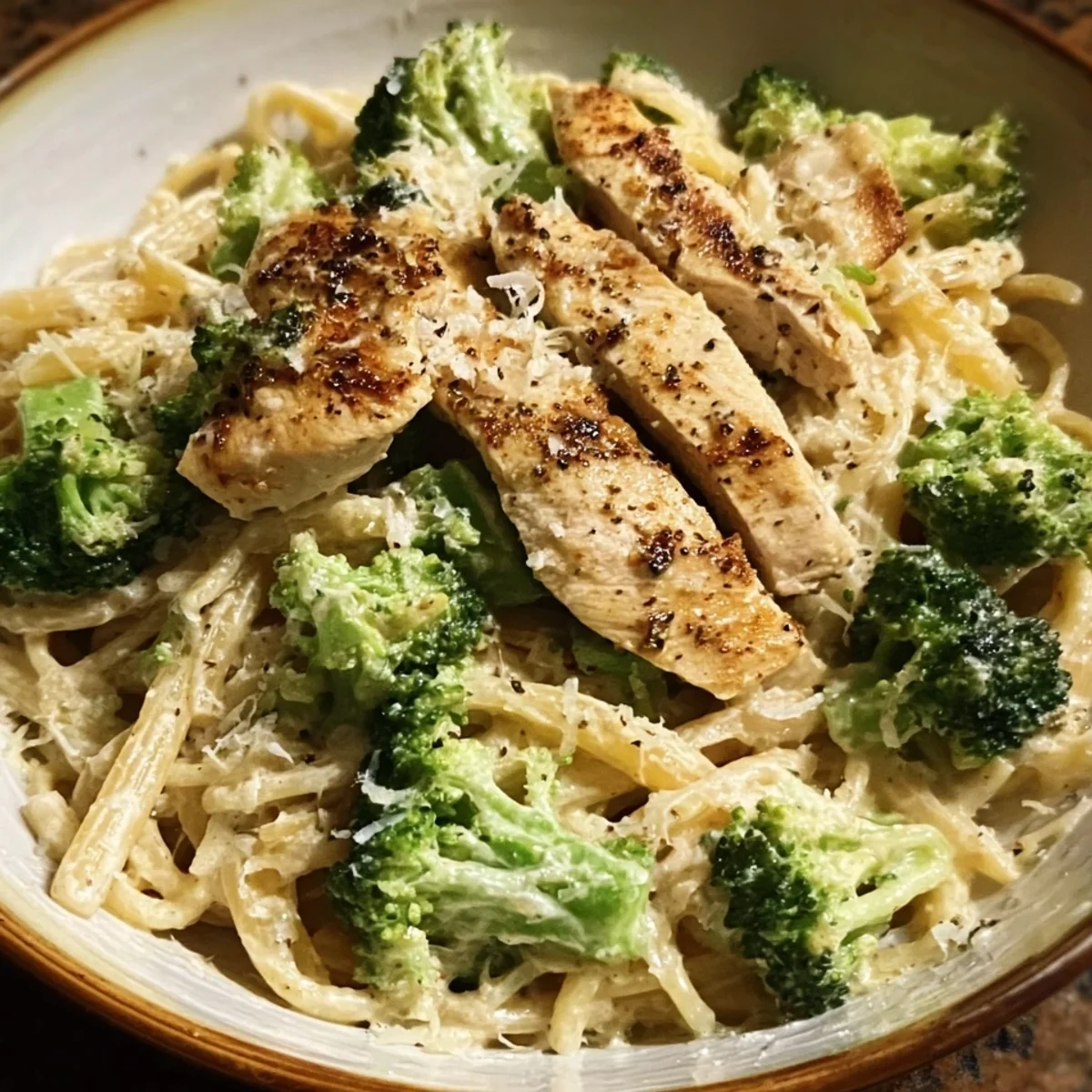 High Protein Skinny Chicken Broccoli Alfredo