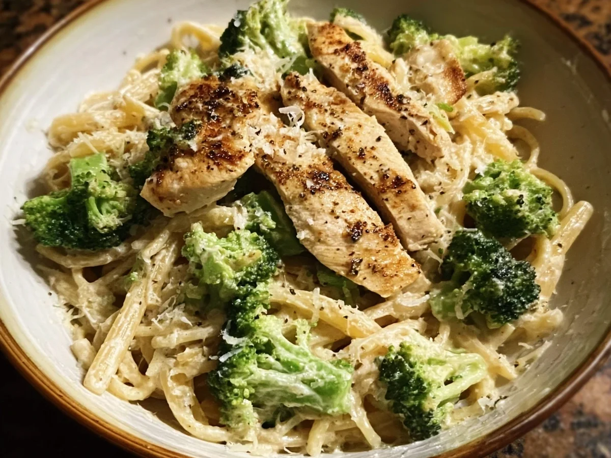 High Protein Skinny Chicken Broccoli Alfredo - Featured Image