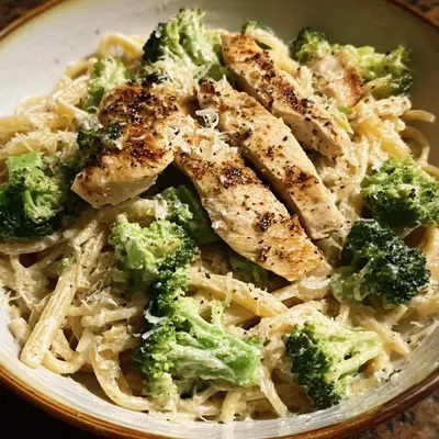 High Protein Skinny Chicken Broccoli Alfredo
