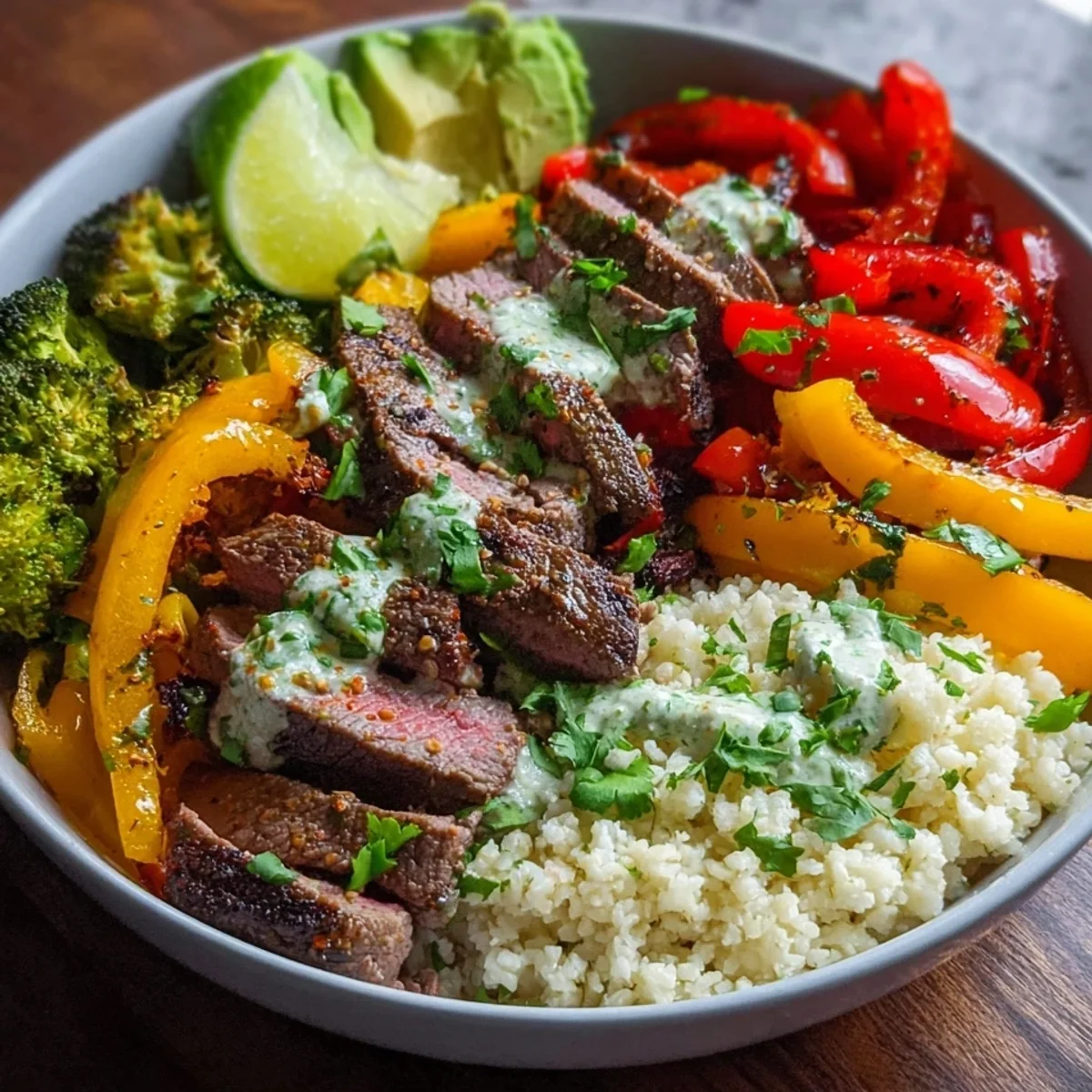 High Protein Steak Fajita Bowl: Low Carb Meal Prep