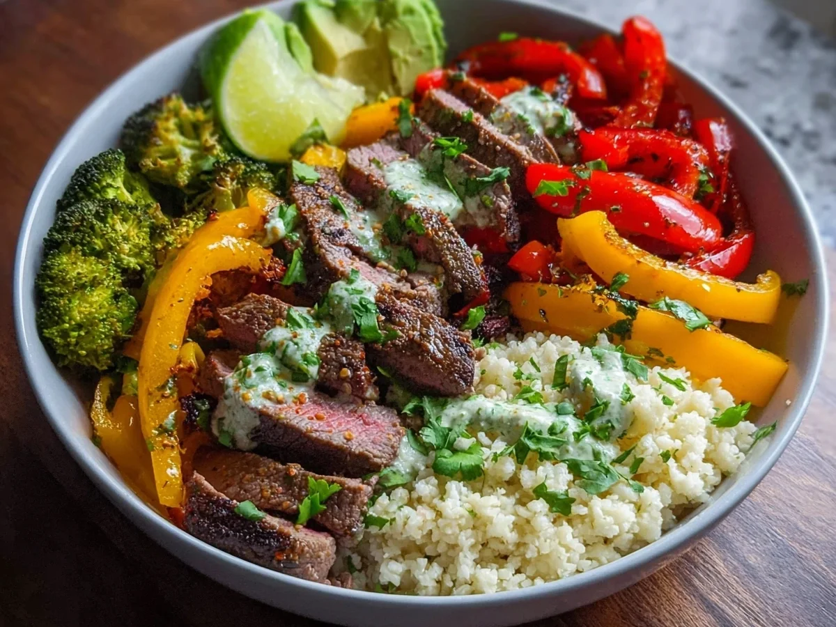 High Protein Steak Fajita Bowl: Low Carb Meal Prep - Featured Image