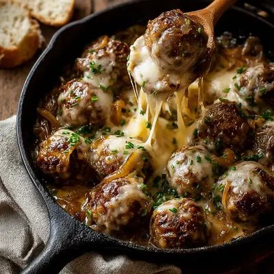 Homestyle Cheesy French Onion Meatballs