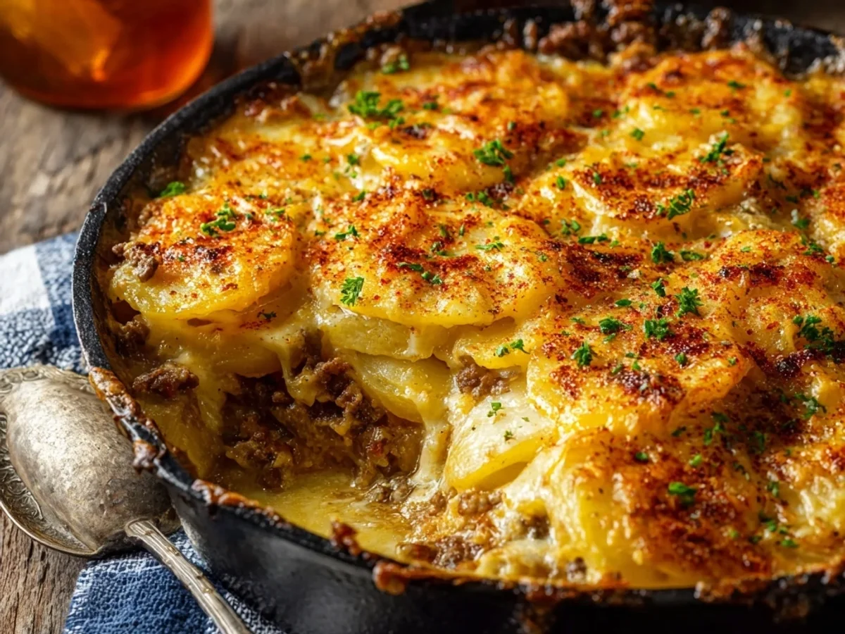 Homestyle Cheesy Hamburger Potato Casserole - Featured Image