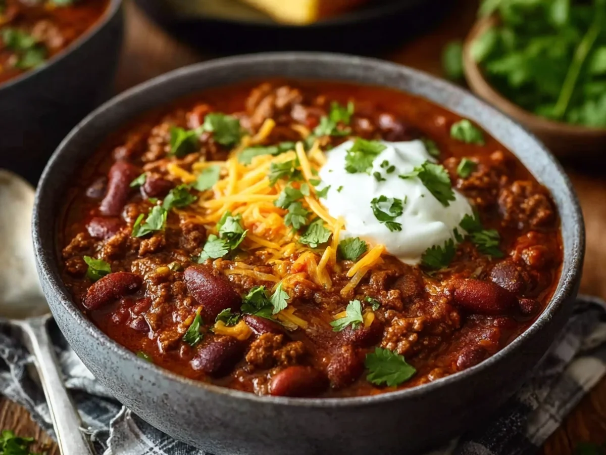 Homestyle Crockpot Ground Beef & Bean Chili - Featured Image