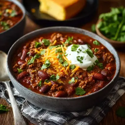 Homestyle Crockpot Ground Beef & Bean Chili