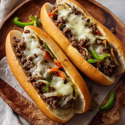 Homestyle Ground Beef Philly Cheesesteaks Recipe