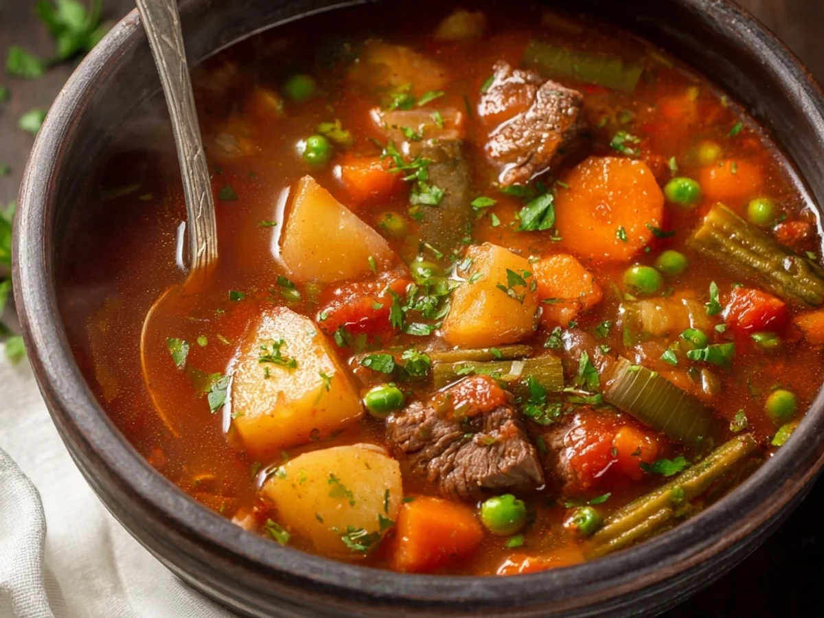 Homestyle Hearty Vegetable Beef Soup Recipe - Featured Image
