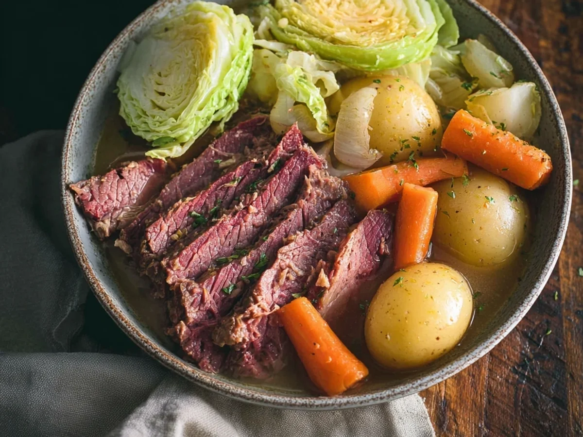 Homestyle Slow Cooker Corned Beef and Cabbage - Featured Image