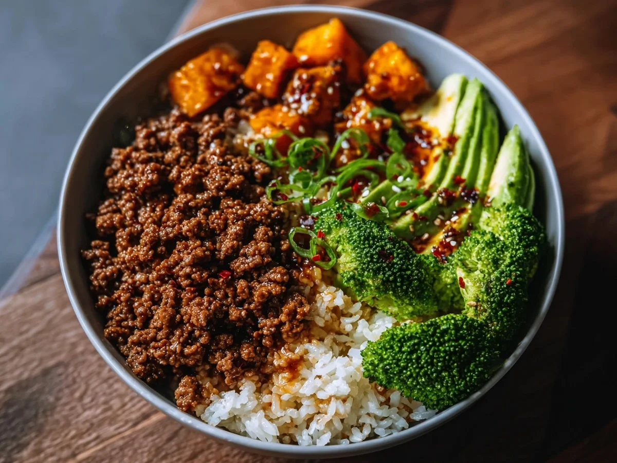 Hot Honey Ground Beef Bowl | High-Protein Meal Prep - Featured Image