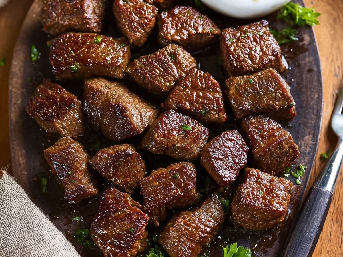Juicy Air Fryer Steak Bites with Garlic Herb Butter - Featured Image
