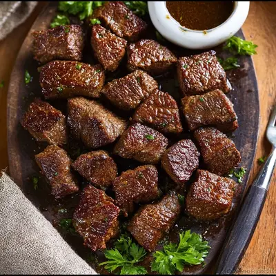 Juicy Air Fryer Steak Bites with Garlic Herb Butter