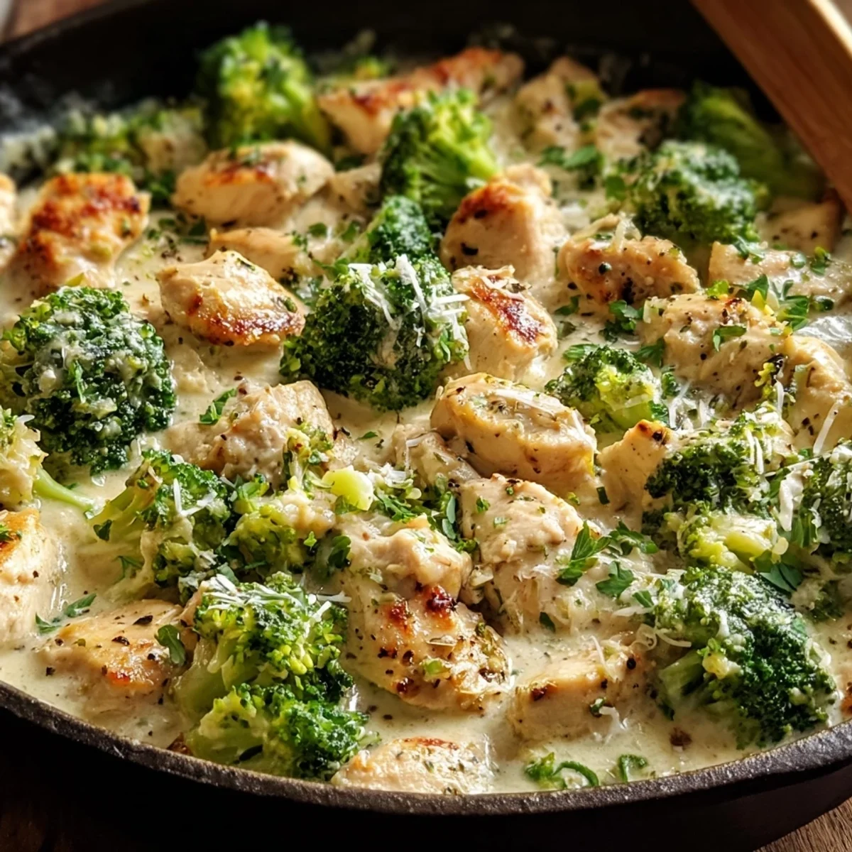 Low-Carb Chicken Alfredo Broccoli Skillet