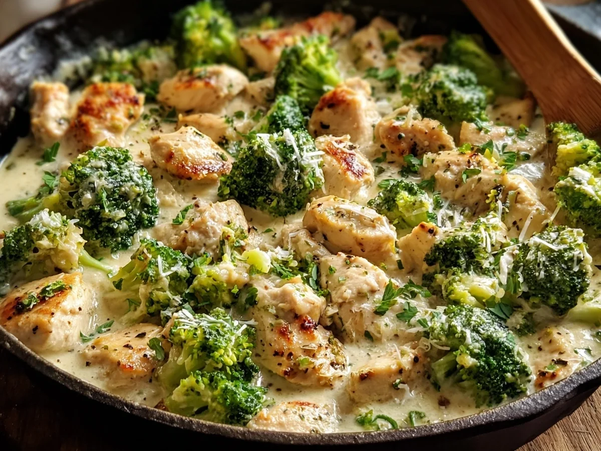 Low-Carb Chicken Alfredo Broccoli Skillet - Featured Image